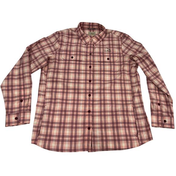 L.L. Bean Shirt Women’s L No Fly Zone Vented Button Up Zip Pockets Outdoor Wear - Picture 2 of 9